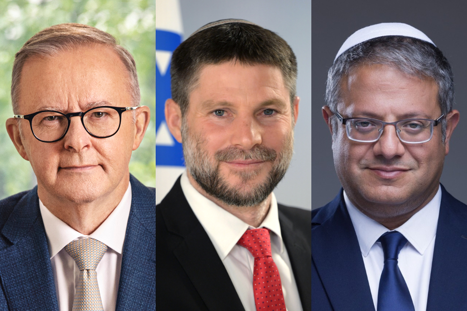 Portraits of Anthony Albanese, Bezalel Smotrich and Itamar Ben Gvir