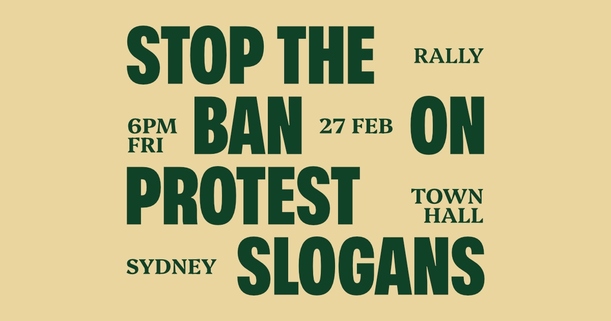 Text: Stop the ban on protest slogans